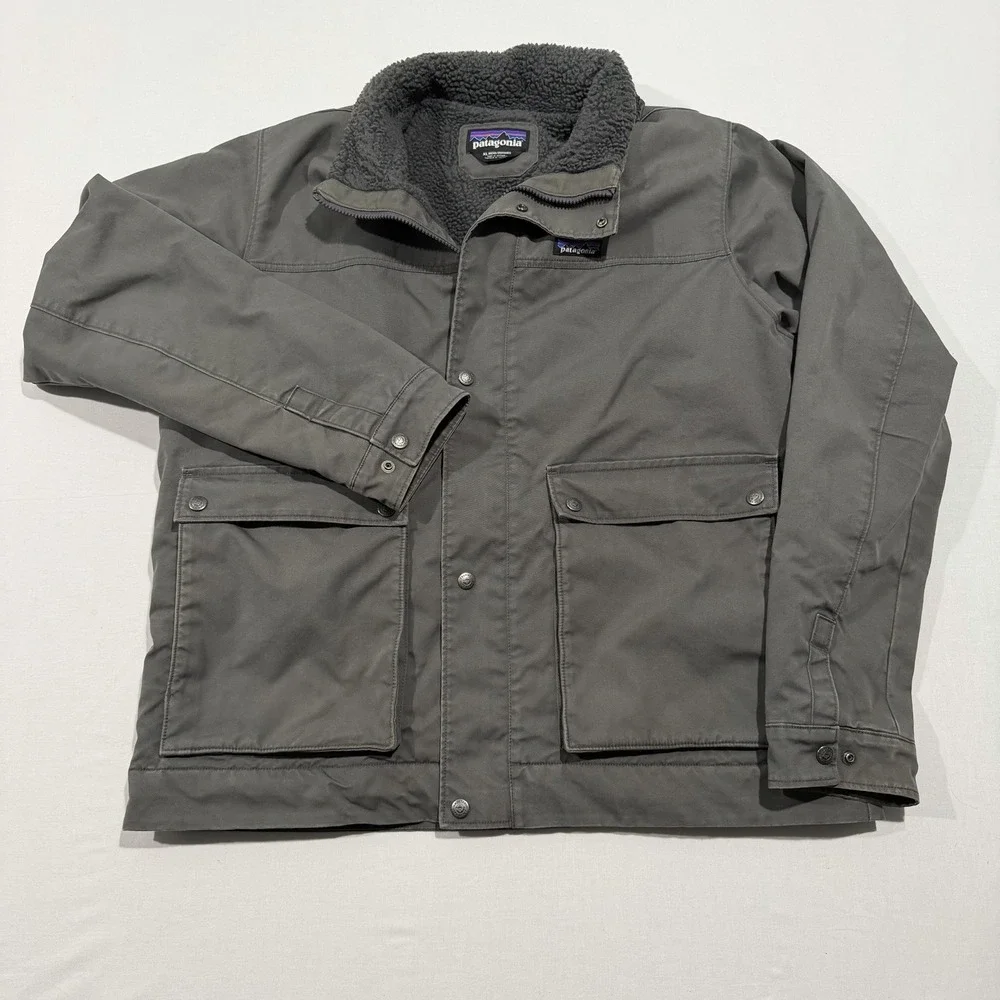 Patagonia Mens XL Maple Grove Canvas Jacket Fleece Lined Forge Grey Hood 26995